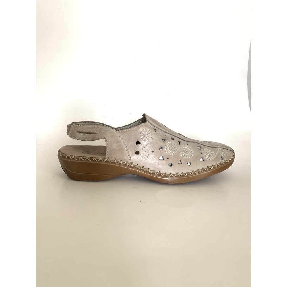 Remonte Women's Beige Leather Slingback Comfort Shoes Clogs EU 41 / US 10 - Picture 8 of 15